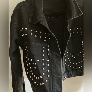 Studded black denim jacket